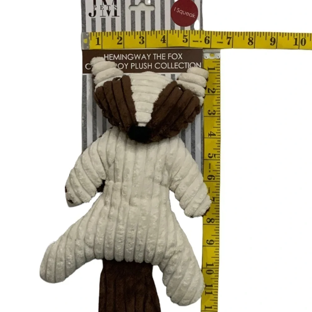 Plush Dog Toy Squeaky Crinkle Corduroy Hemingway the Fox Brown Tan 17 in